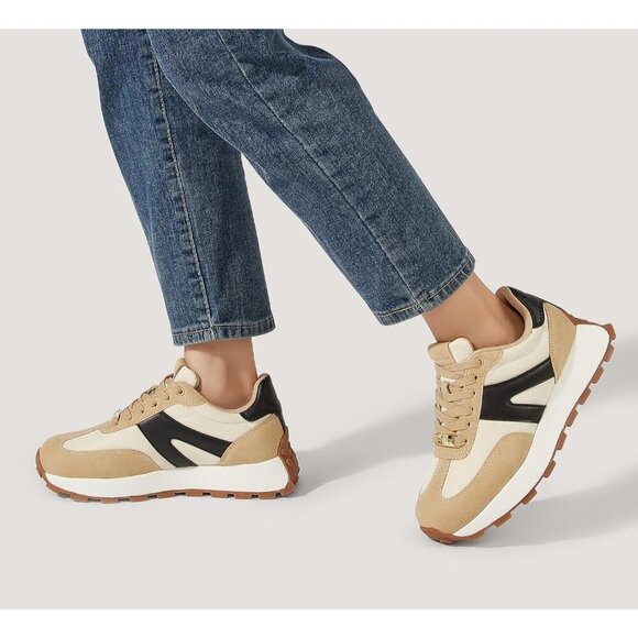 🆕 Lucky Step Casual Fashion Sneakers Women Cream Retro Classic Trainers Shoes - Picture 8 of 9